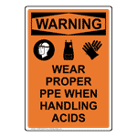 Portrait OSHA Wear Proper PPE When Sign With Symbol OWEP-6465-R
