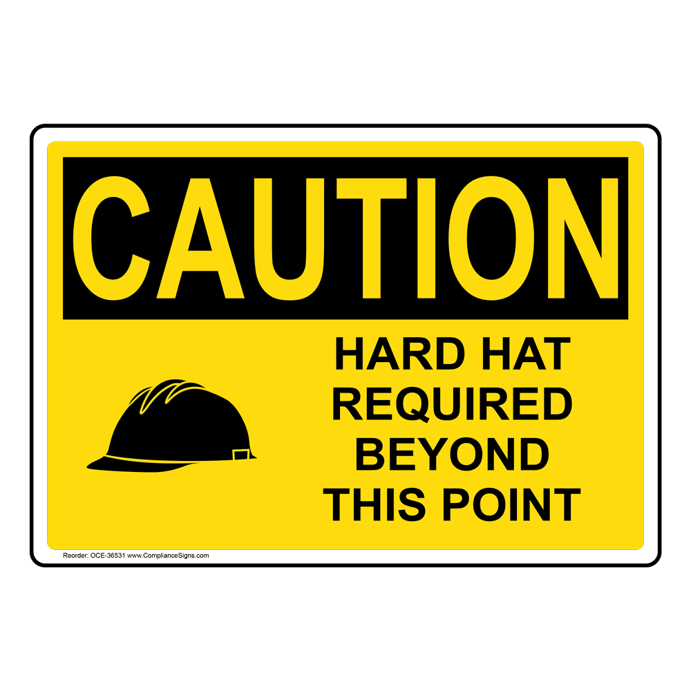 OSHA Hard Hat Required Beyond This Point Sign With Symbol OCE36531