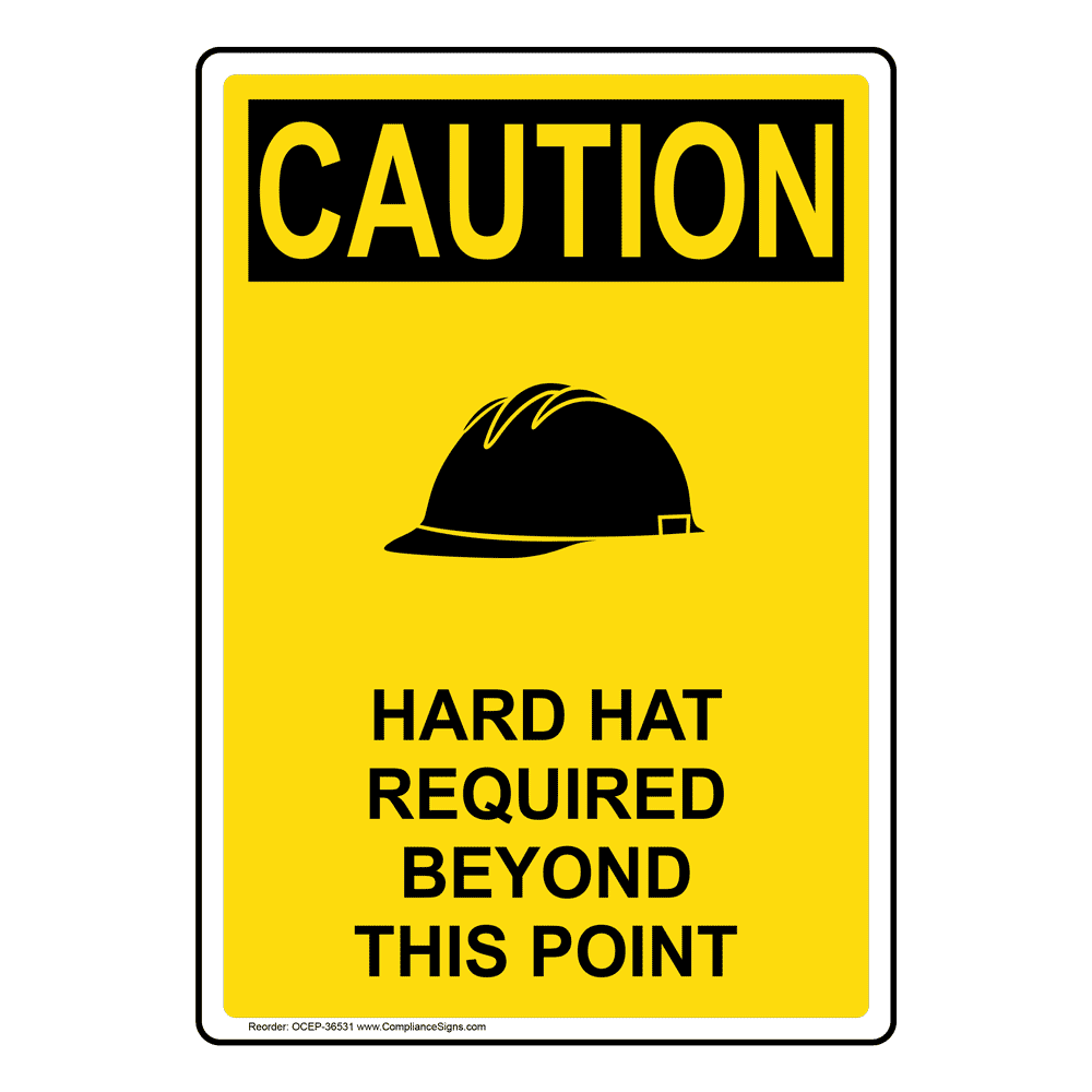 OSHA Hard Hat Required Beyond This Point Sign With Symbol OCE36531