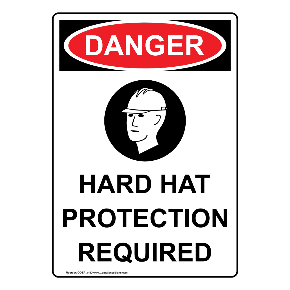 Portrait OSHA Hard Hat Area Sign With Symbol ODEP-3445
