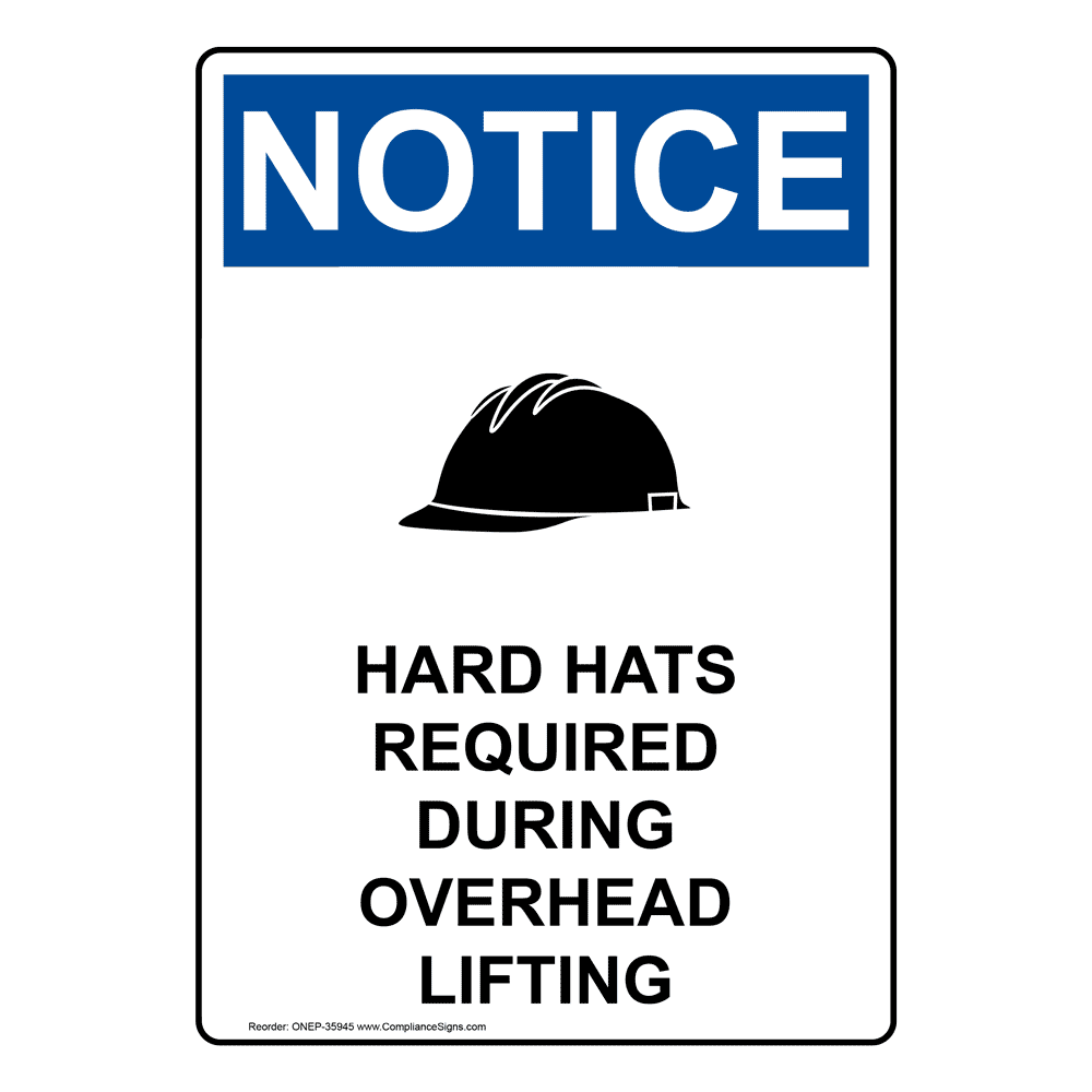 Portrait OSHA Hard Hats Required Sign With Symbol ONEP35945