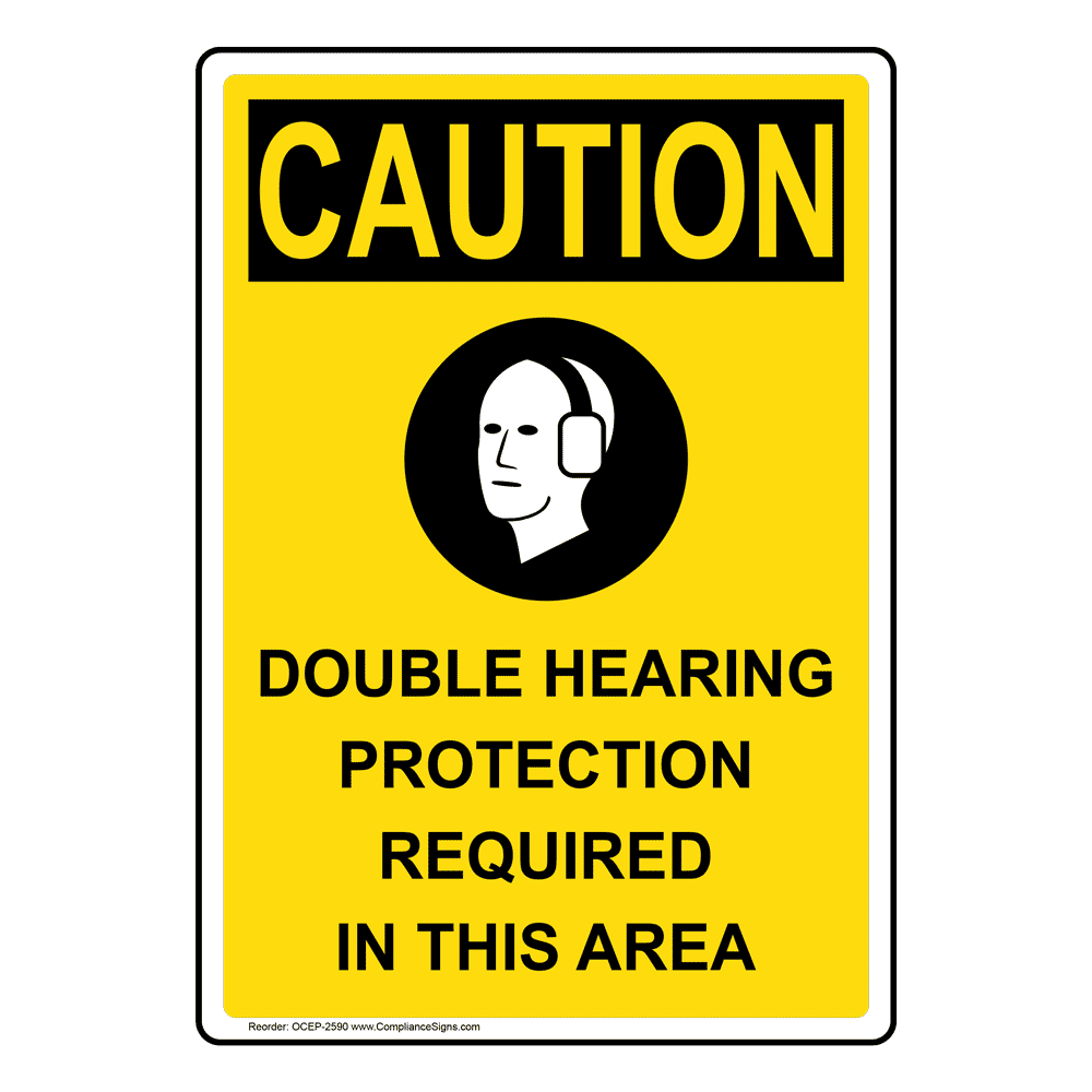 Portrait OSHA Double Hearing Protection Sign With Symbol OCEP2590