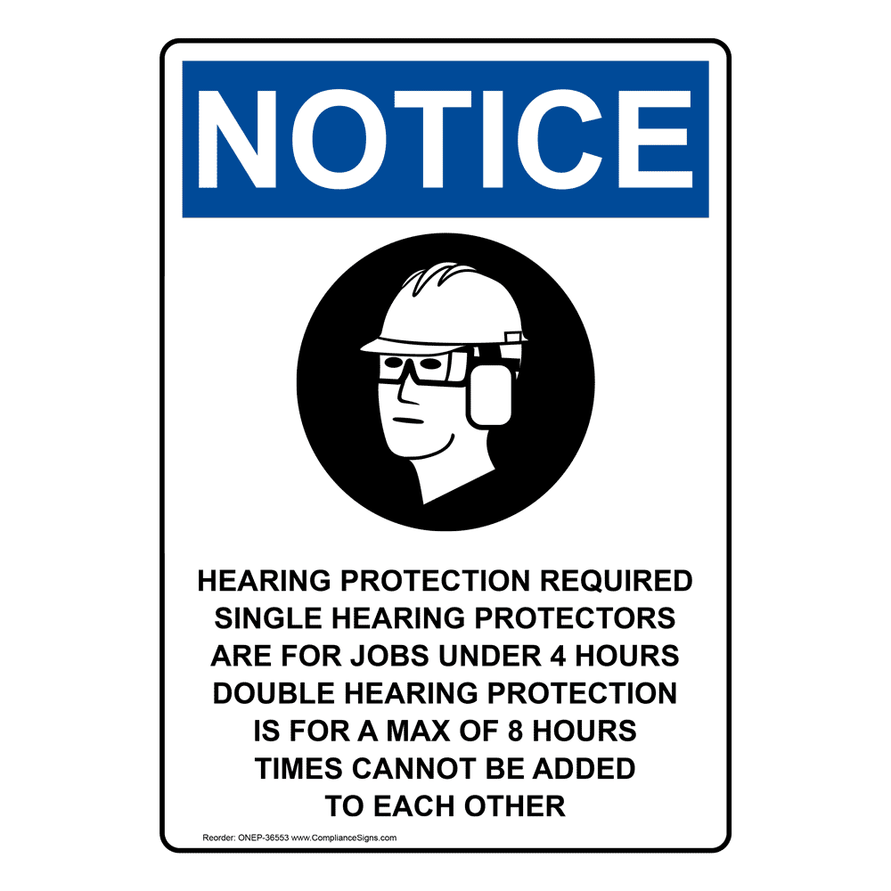 Portrait OSHA Hearing Protection Sign With Symbol ONEP36553