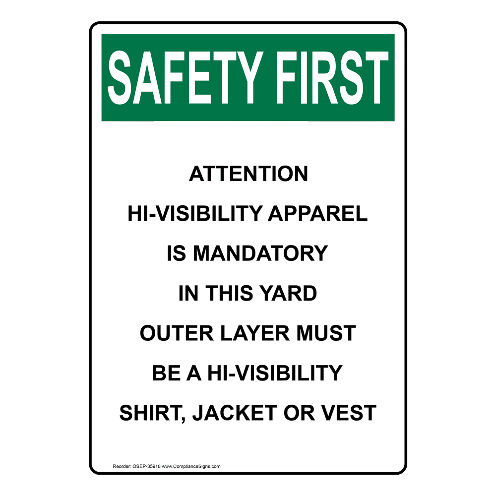 Portrait OSHA Reflective Safety Vest Required Sign OSEP35963