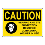 OSHA Hearing And Eye Protection Required Sign With Symbol OCE-36539