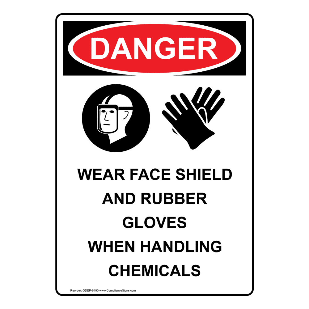 Portrait OSHA Wear Face Shield And Sign With Symbol ODEP6490