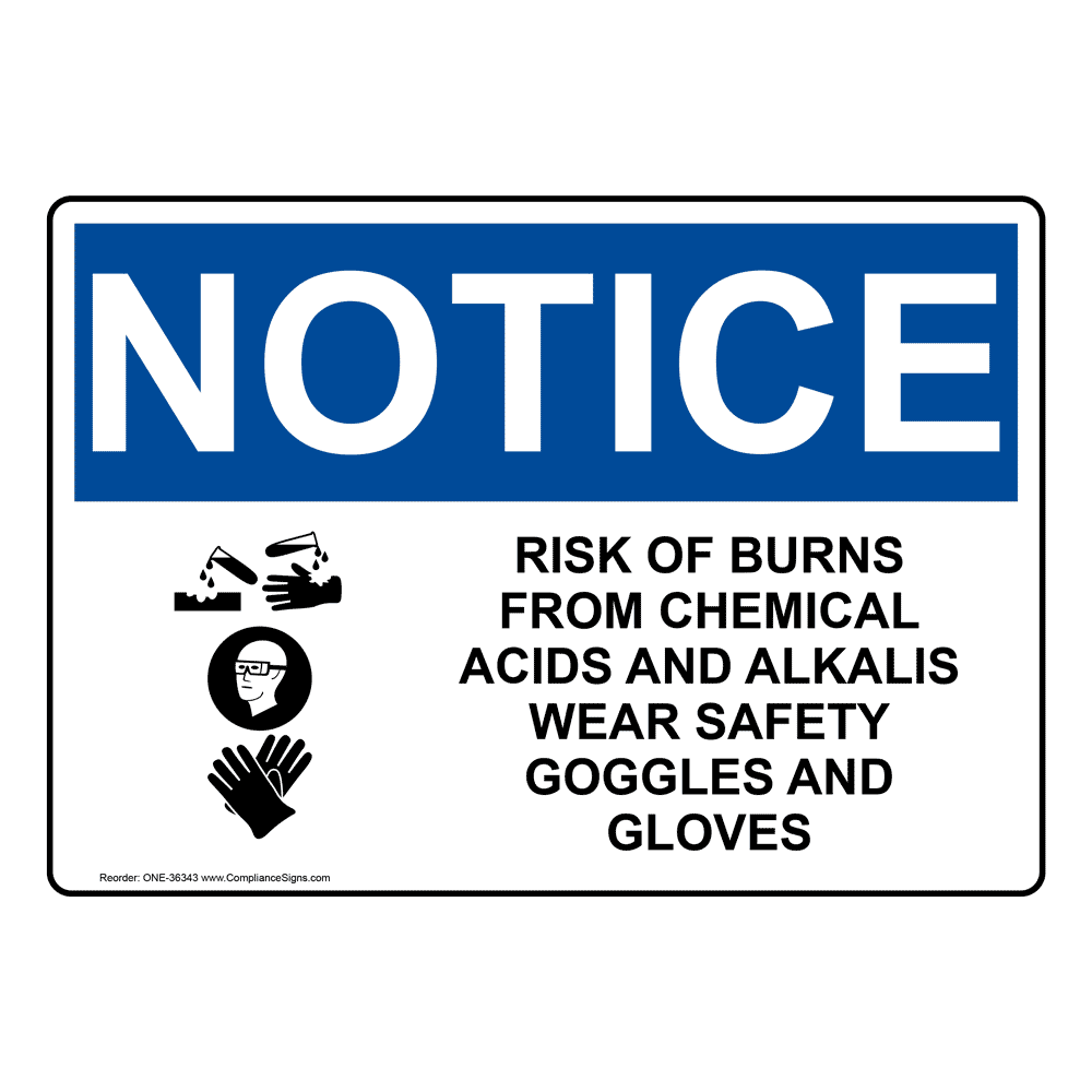 OSHA Risk Of Burns From Chemical Sign With Symbol ONE36343