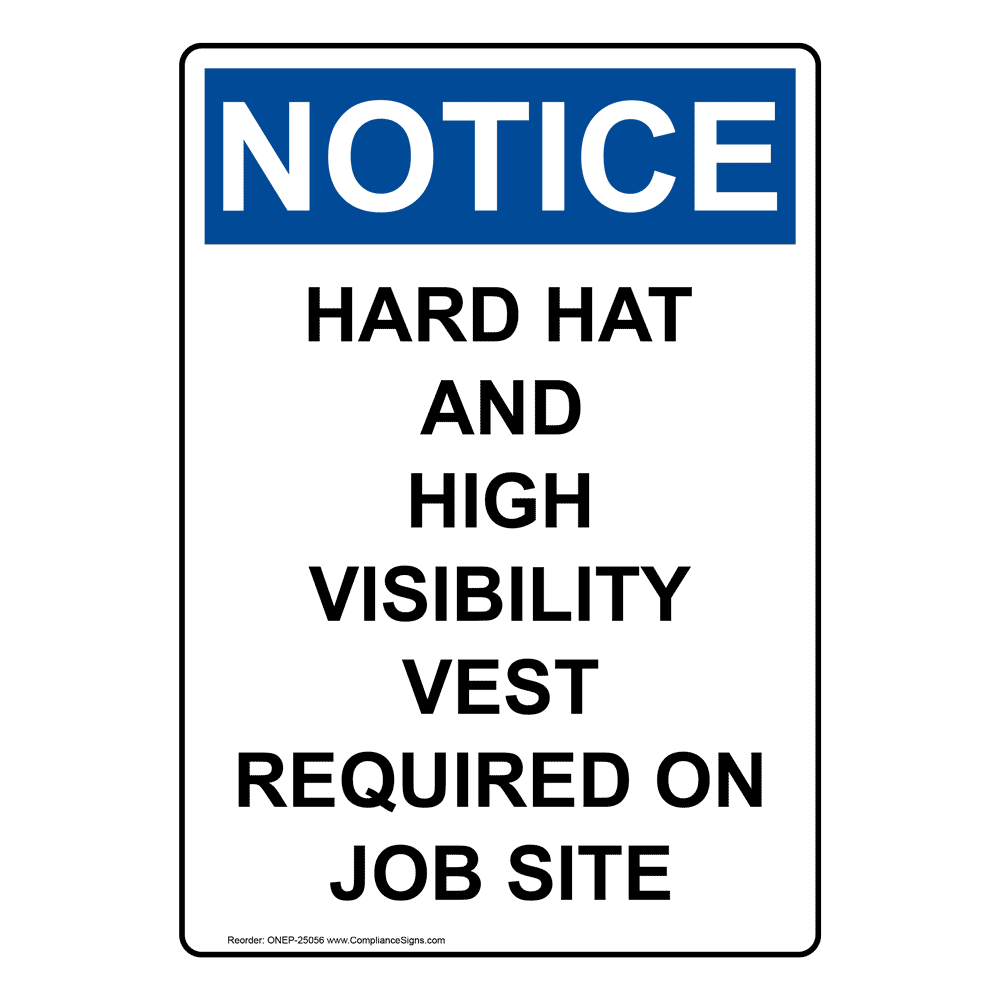 Portrait OSHA Hard Hat And High Visibility Vest Sign ONEP25056