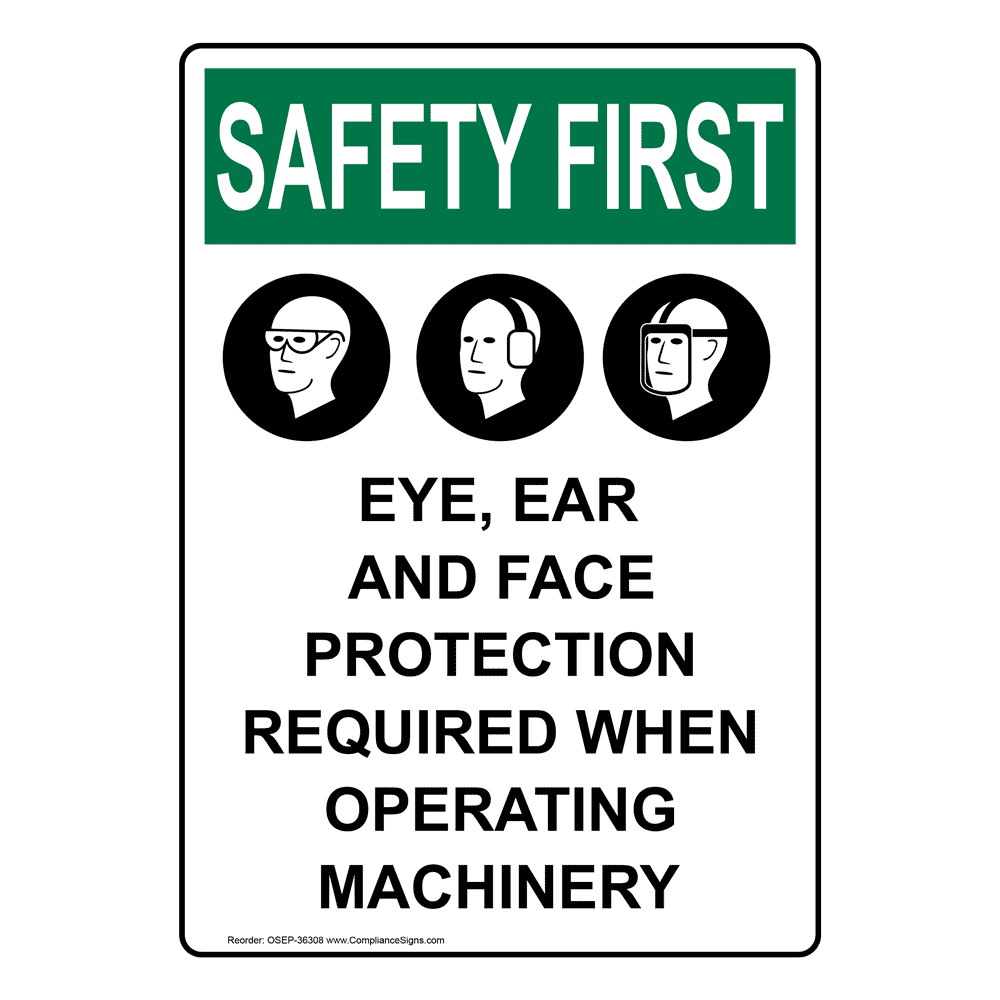 Portrait OSHA Face Shields, Goggles Sign With Symbol OSEP36313