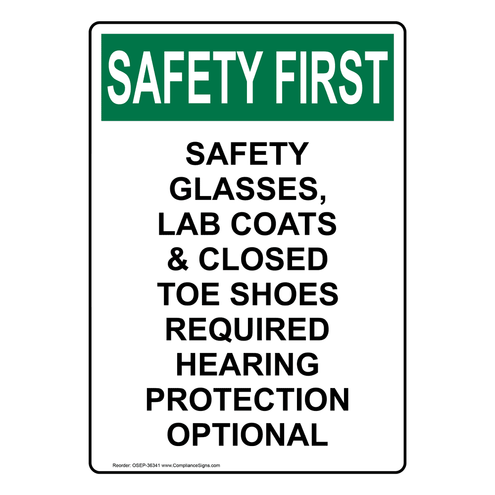 Portrait OSHA Safety Glasses Lab Coats & Closed Sign OSEP36341
