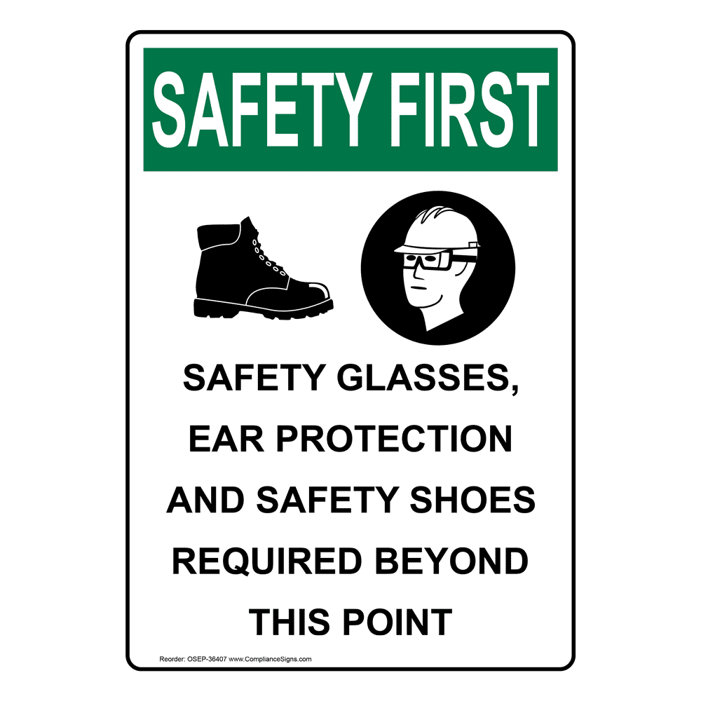 Portrait OSHA Safety Glasses, Ear Sign With Symbol OSEP36407