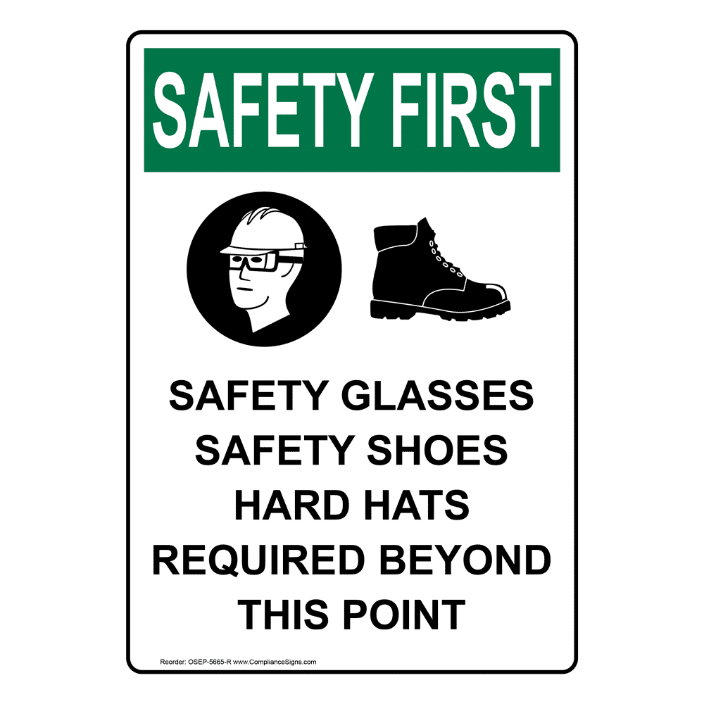 Portrait OSHA Safety Glasses Safety Sign With Symbol OSEP5665R