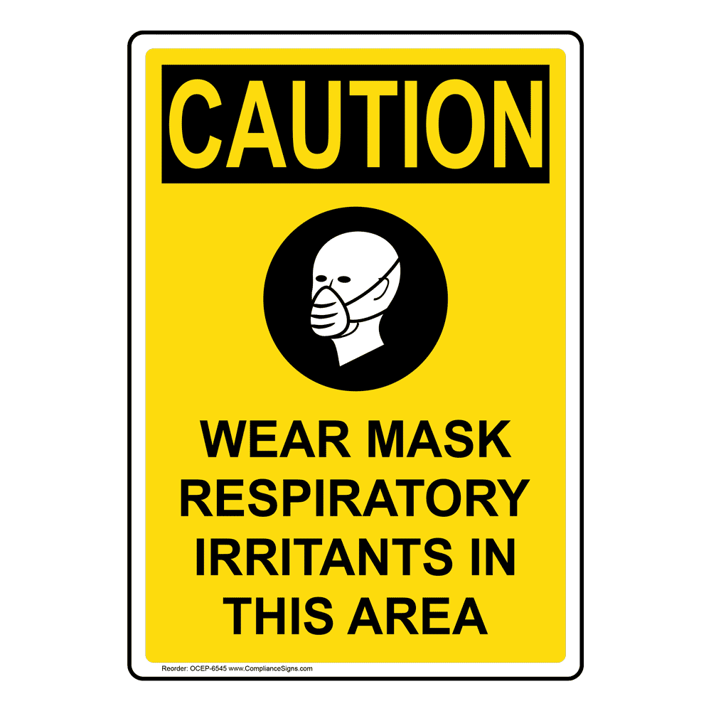 OSHA CAUTION Wear Mask Respiratory Irritants Bilingual Sign OCB6545