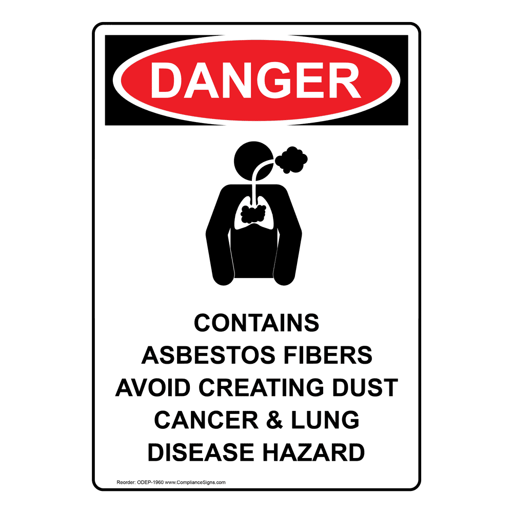 OSHA DANGER Contains Asbestos Fibers Bilingual Sign ODB-1960 PPE