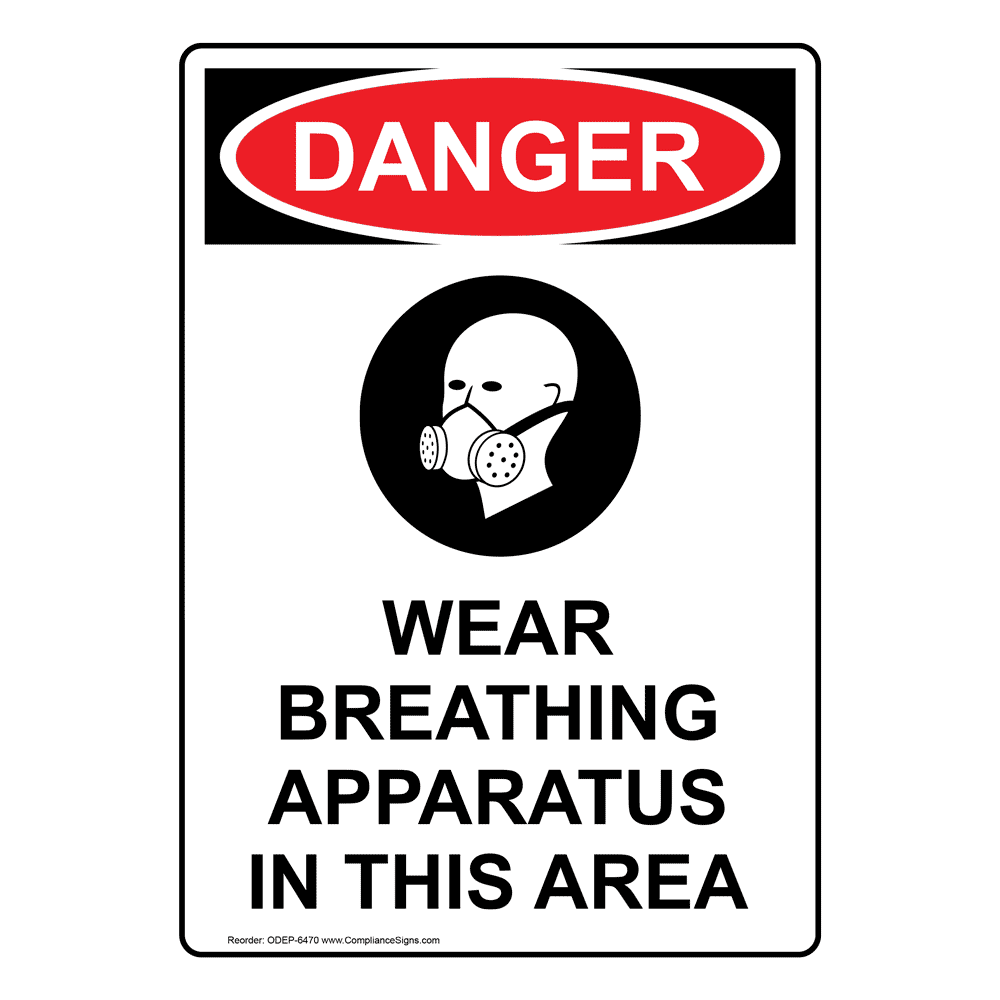 Portrait OSHA Breathing Air Emergency Sign With Symbol ONEP1490