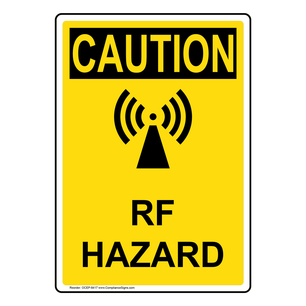 Portrait OSHA Radio Frequency Hazard Sign With Symbol OCEP8393