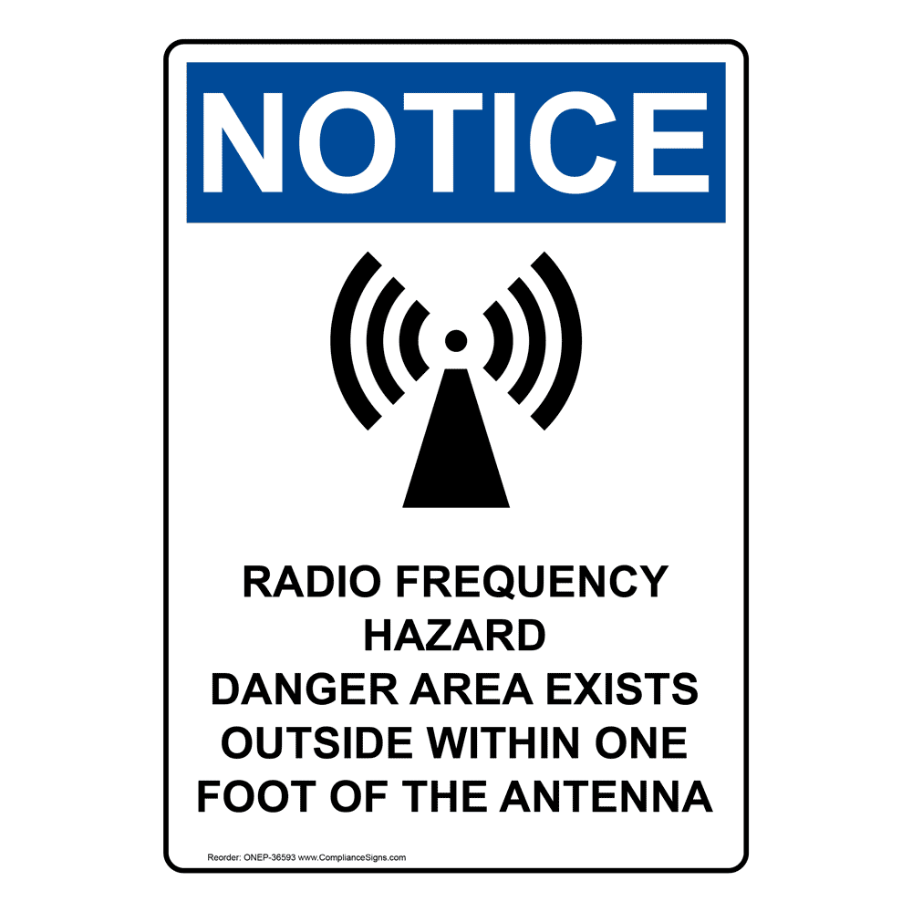 Portrait OSHA Radio Frequency Hazard Sign With Symbol ONEP36593