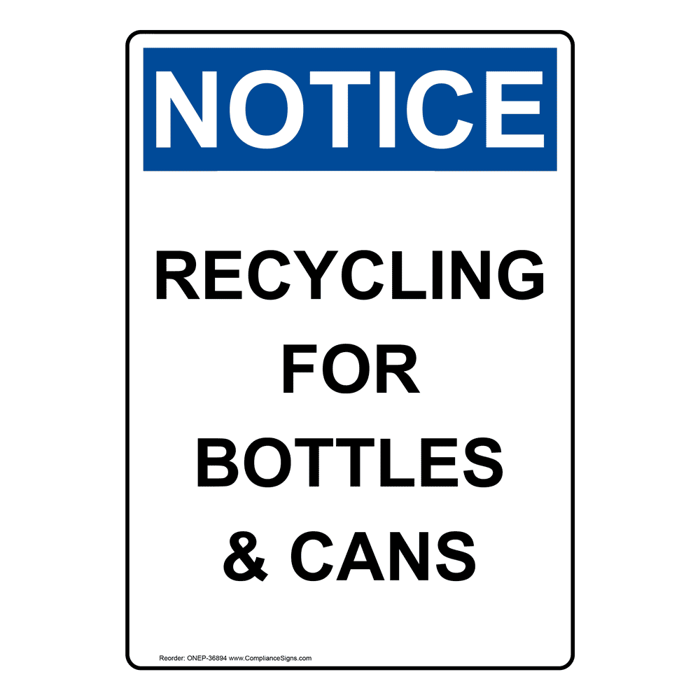 OSHA Recycling For Bottles & Cans Sign ONE36894