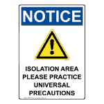Portrait OSHA Isolation Area Please Sign With Symbol ONEP-37282