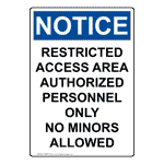 Portrait OSHA Restricted Access Area Authorized Sign ONEP-37334