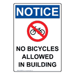 Portrait OSHA No Bicycles Allowed Sign With Symbol ONEP-9533