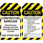 OSHA CAUTION Construction Barricade Safety Tag