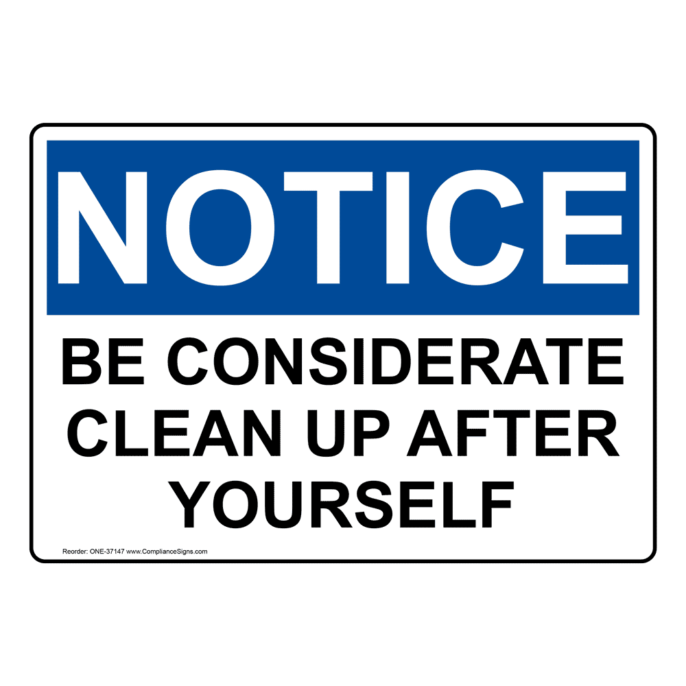 Printable Clean Up After Yourself Signs Printable Word Searches