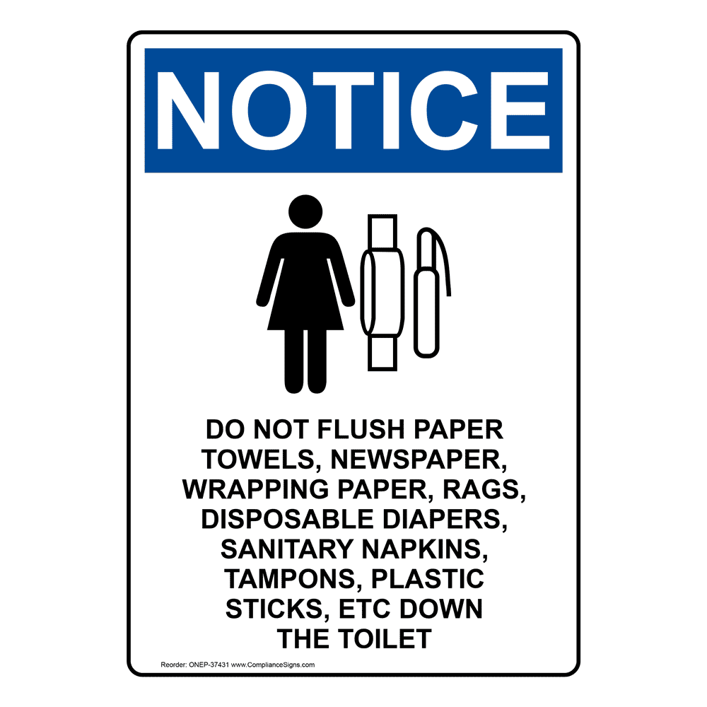 Portrait OSHA Do Not Flush Paper Sign With Symbol ONEP37431
