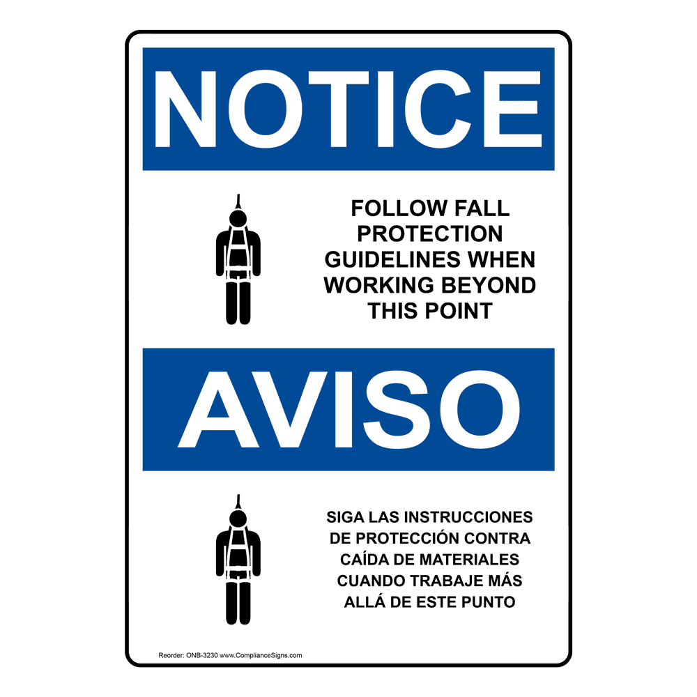 Portrait OSHA Safety Harness Required Sign With Symbol ODEP5675