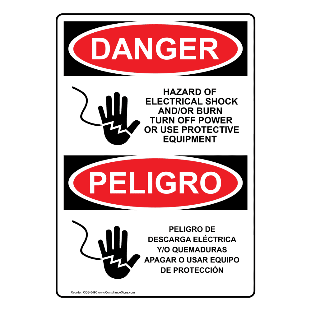 OSHA DANGER Shock Hazard Do Not Operate Bilingual Sign ODB8450