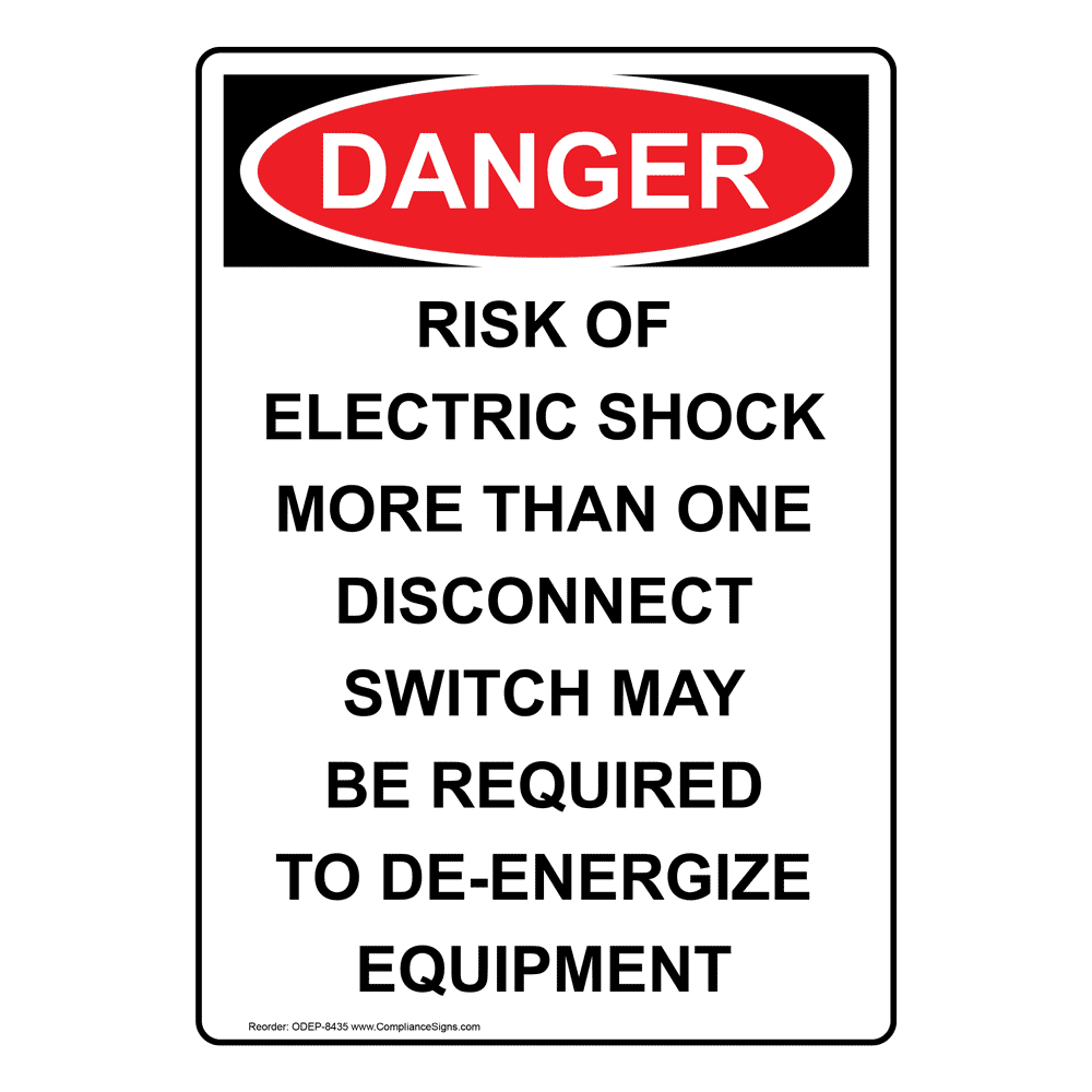 Portrait OSHA DANGER Disconnect Switch May Be Required Sign ODEP8435