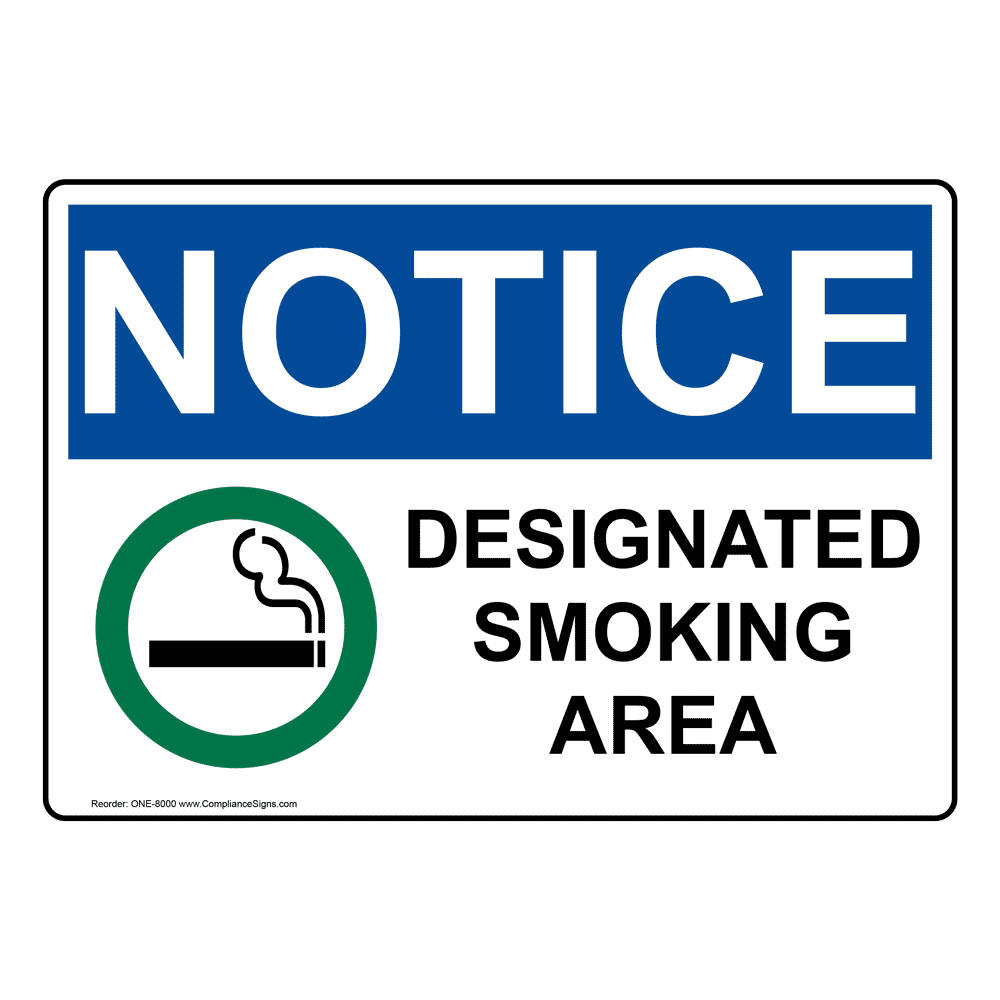 Smoking Area Made in the USA OSHA Sign