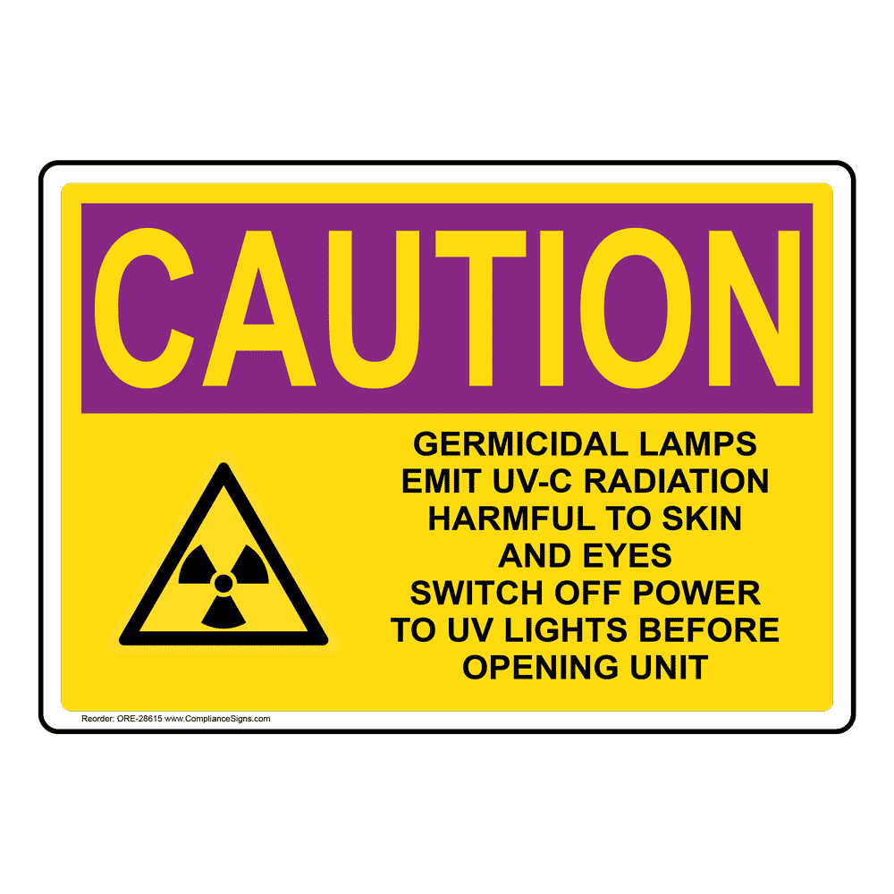OSHA Germicidal Lamps Emit UVC Radiation Sign With Symbol ORE28615