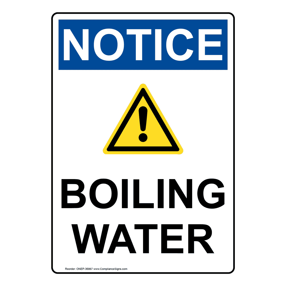 Portrait OSHA Boiling Water Sign With Symbol ONEP36867
