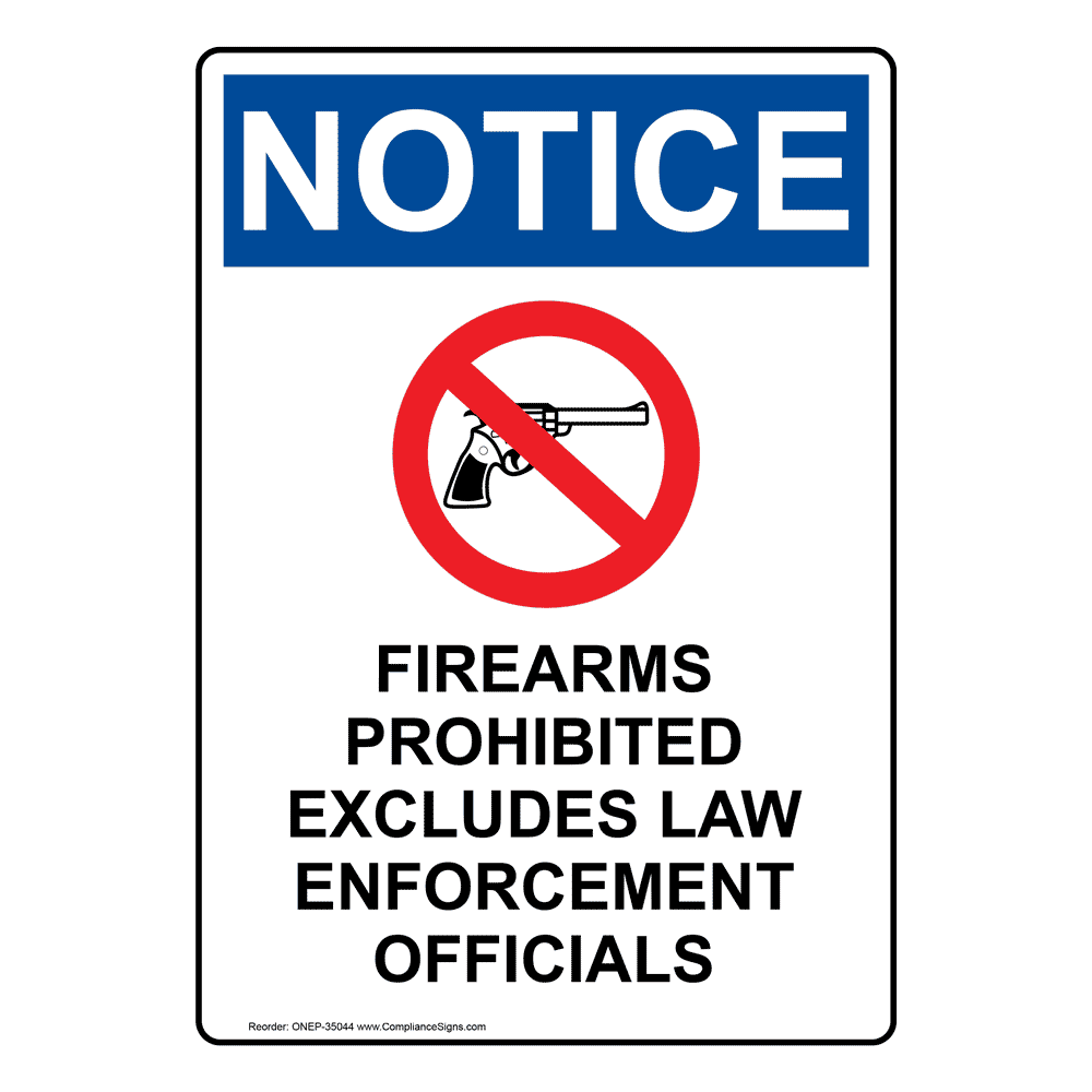 Portrait OSHA Firearms Prohibited Sign With Symbol ONEP35044