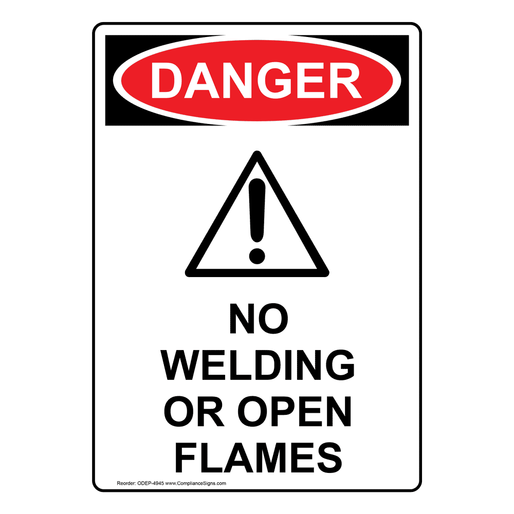 Portrait OSHA Welding Area Sign With Symbol ODEP6625