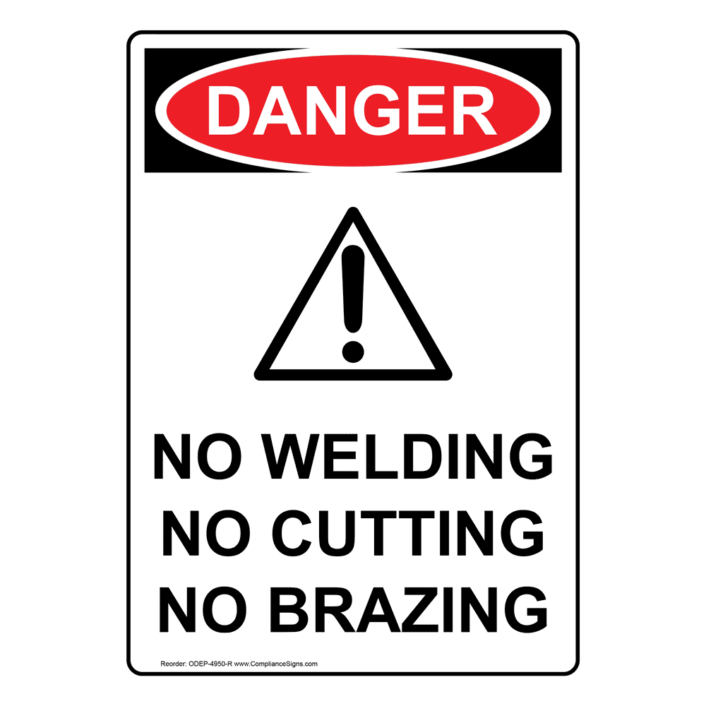Portrait OSHA Welding Area Sign With Symbol ODEP6625