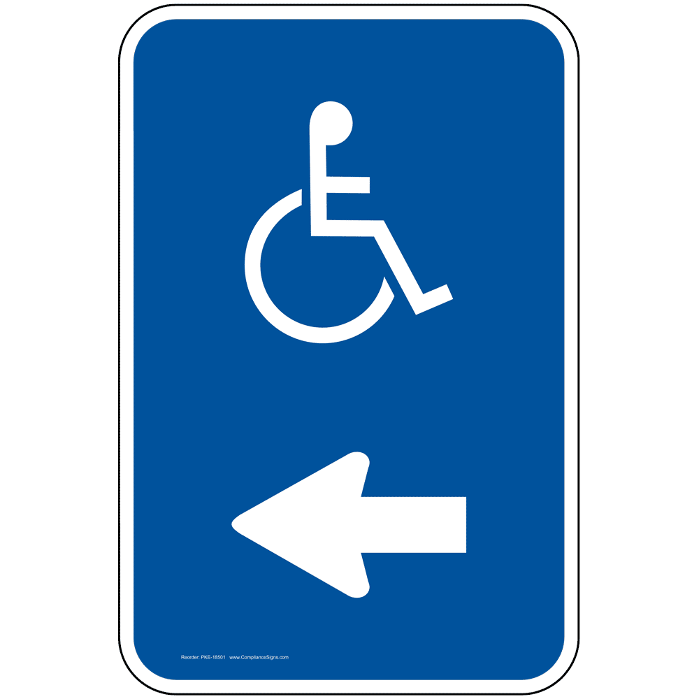 Handicap Symbol Sign with Left Arrow PKE-18501 Parking Handicapped