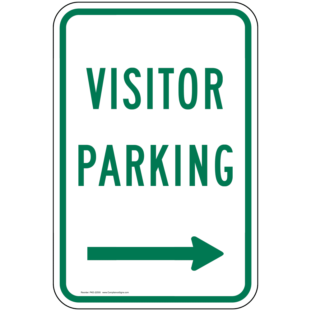 Visitor Parking Sign With Right Arrow PKE-22555 Parking Reserved
