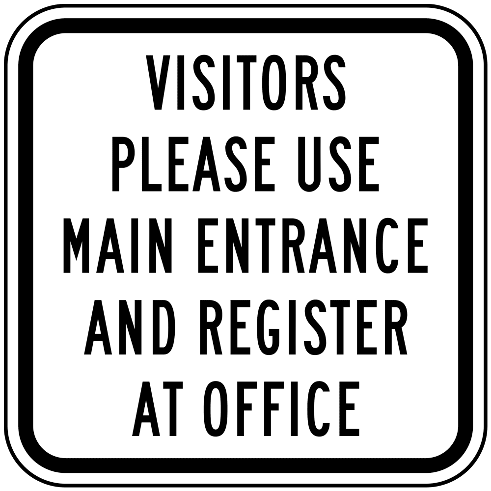 Visitors Register Sign PKE-22535 Parking Directions