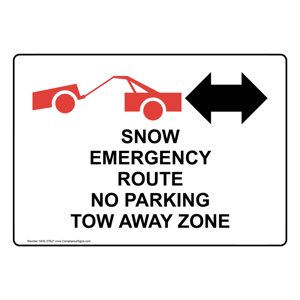 Snow Emergency Route No Parking Tow Sign With Symbol NHE37627
