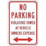 Violators Towed Sign with Arrows PKE-20250 Parking Not Allowed