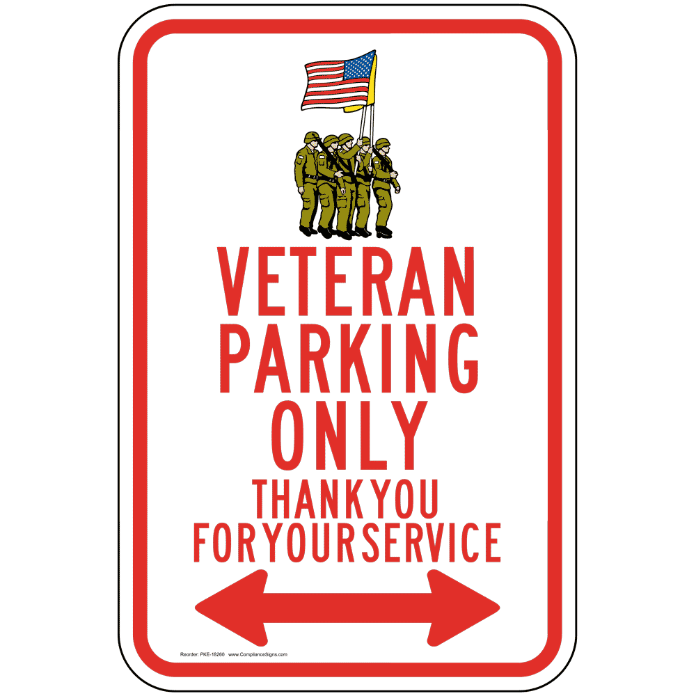 Veteran Parking Only Sign With Arrow PKE18260 Parking Control