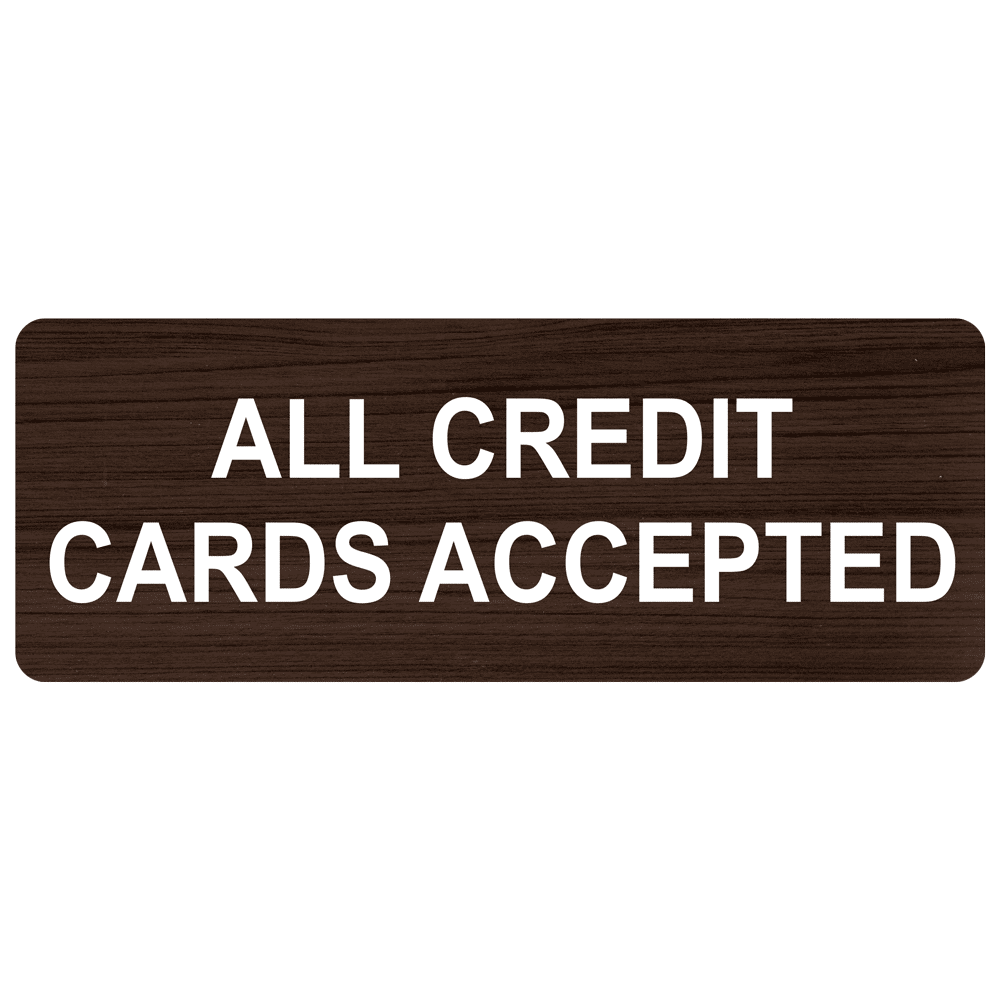 Kona Engraved ALL CREDIT CARDS ACCEPTED Sign EGRE-15837_White_on_Kona