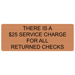A $25 Service Charge For Returned Checks Sign EGRE-18013-BLKonCPR