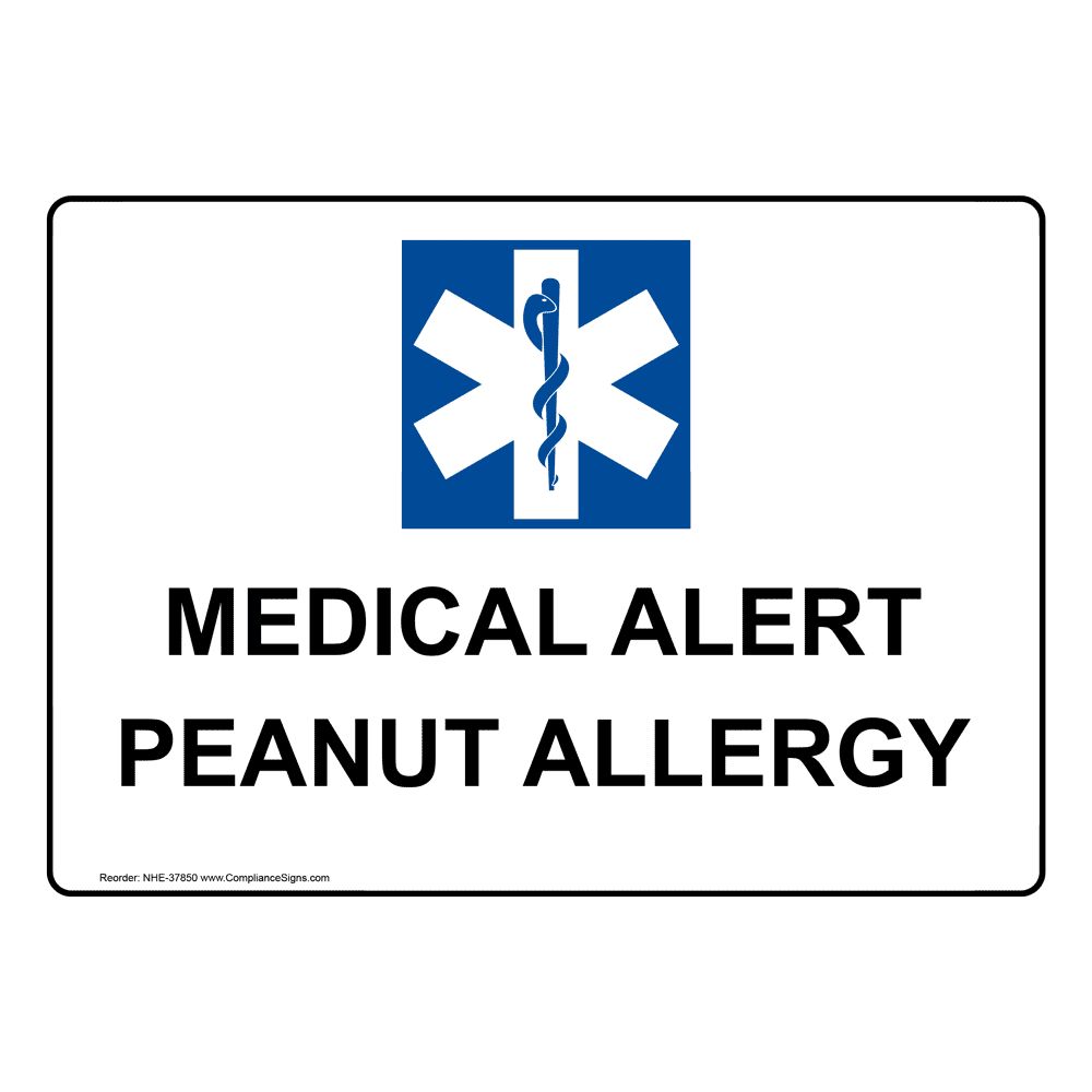 Medical Alert Peanut Allergy Sign With Symbol NHE37850_BLU