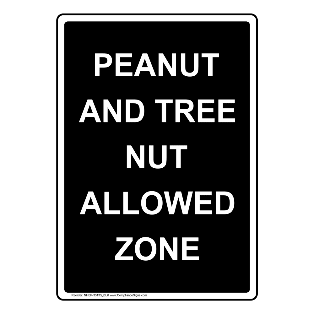 Portrait Peanut And Tree Nut Allowed Zone Sign NHEP33133_BLK