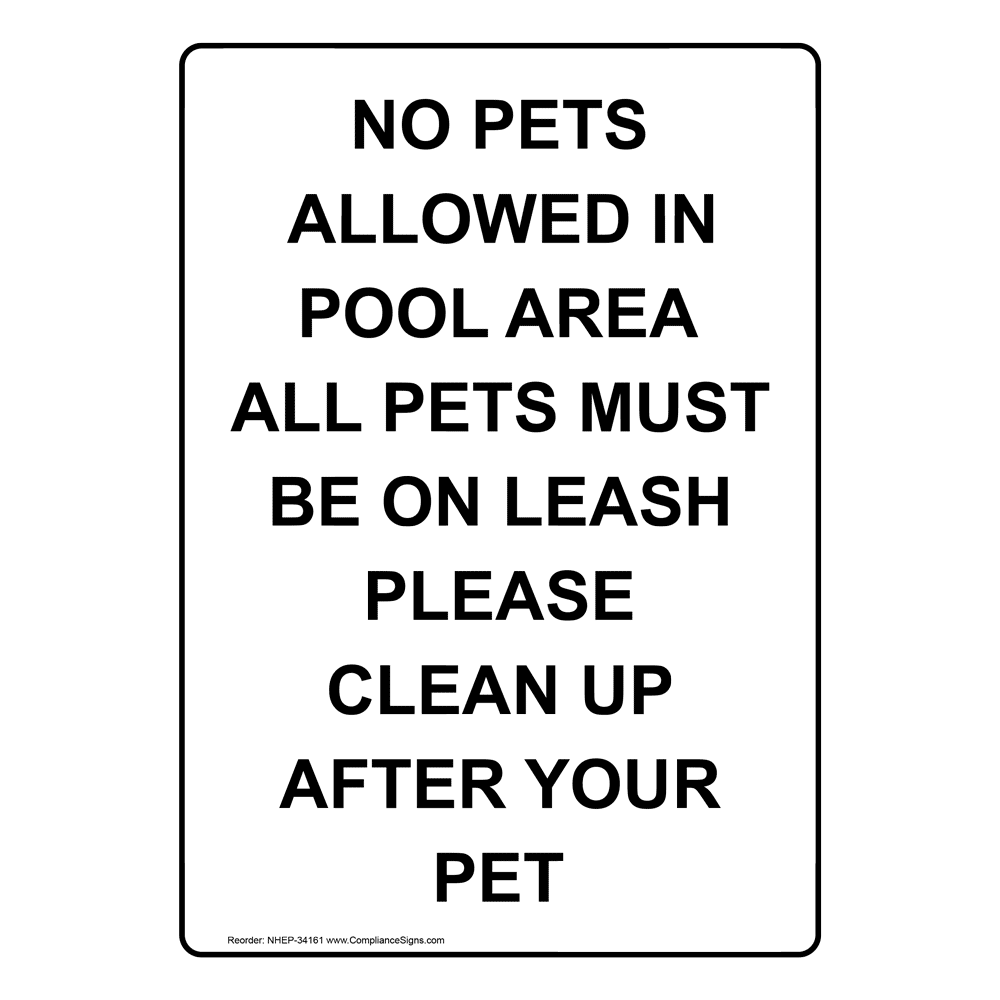 Portrait No Pets Allowed In Pool Area All Pets Sign NHEP34161