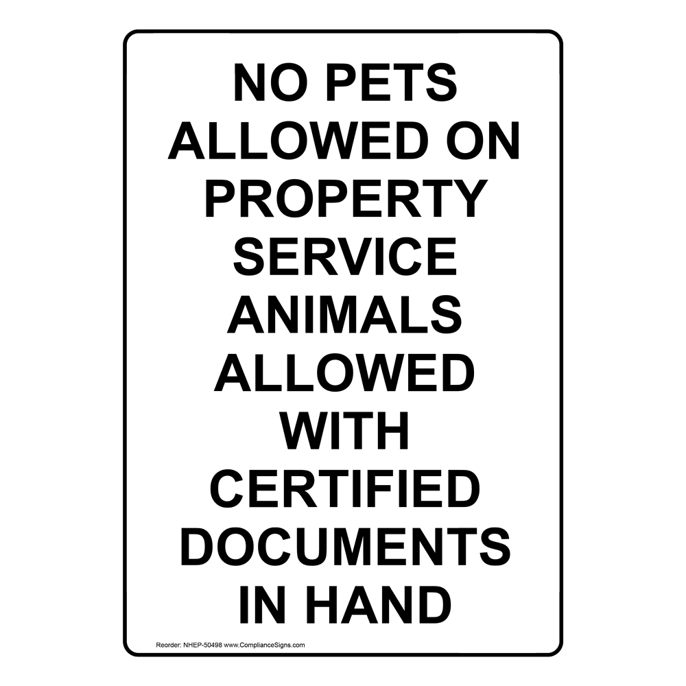 Portrait No Pets Allowed On Property Service Sign NHEP50498