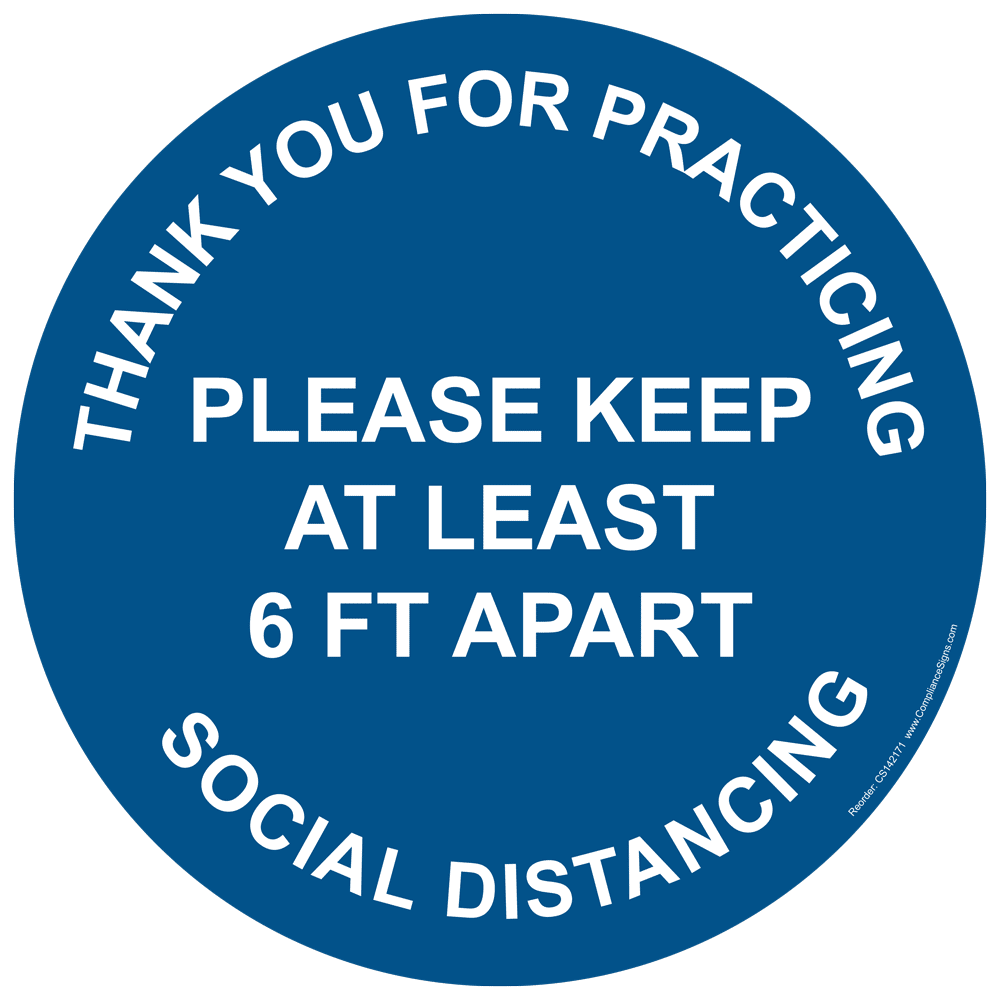 Blue Thank You For Practicing Social Distancing Floor Label CS142171
